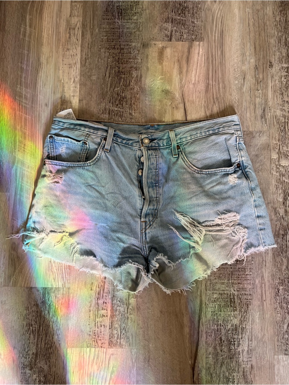 levi’s high waisted 501 denim shorts